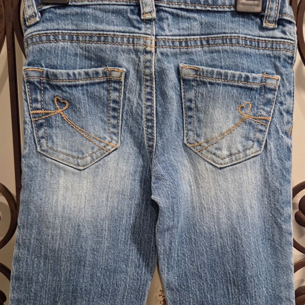 Vintage Y2K Childrens Place Girls 3T Ruffle Hem Flare Jeans Denim Blue Stretch